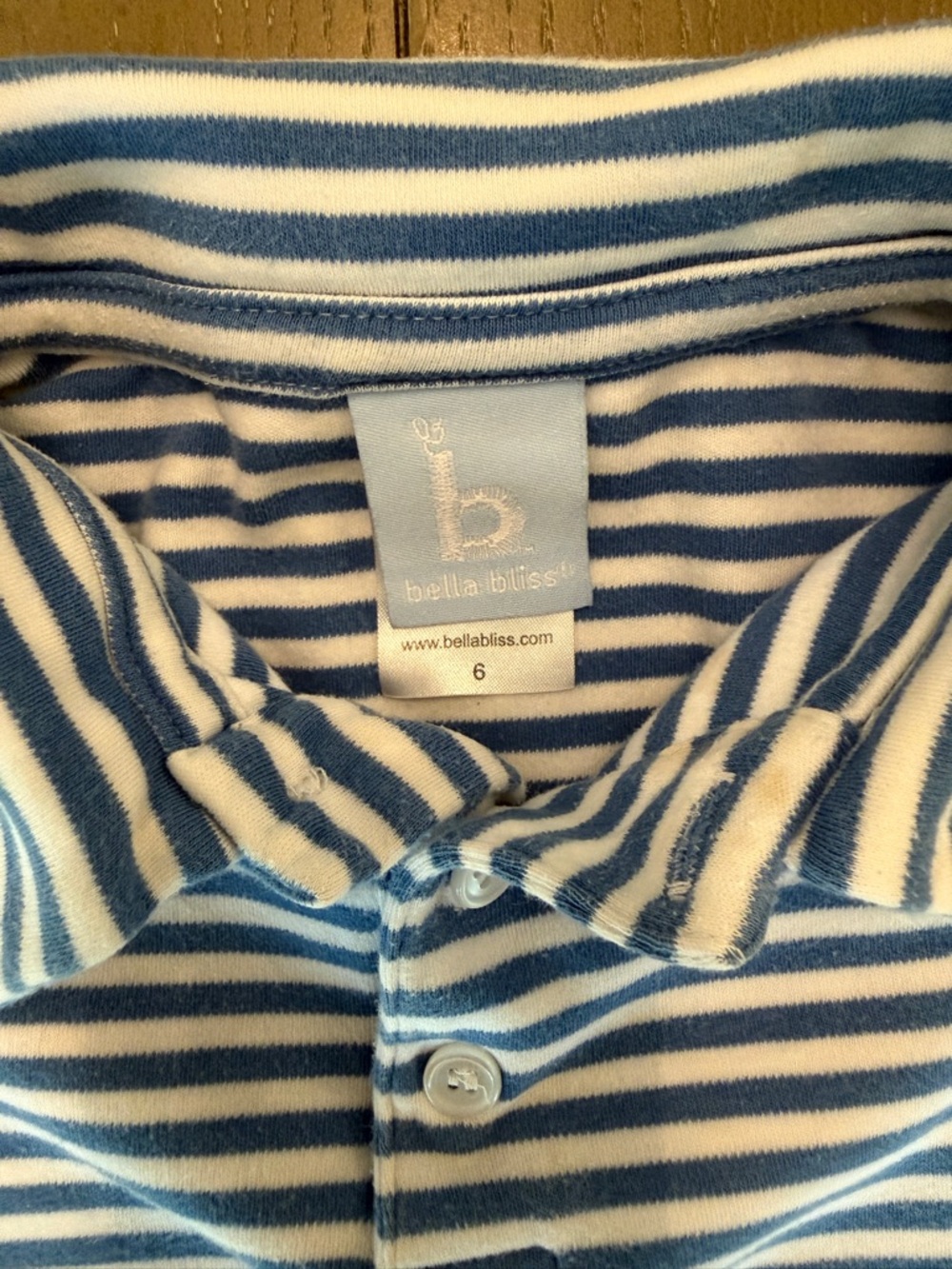 Bella Bliss Boys’ Short-Sleeve Preppy Blue Stripe Cotton Polo Shirt • Size 6 (S) - Picture 2 of 11